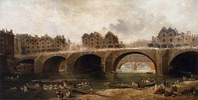Hubert Robert Demolition of the Houses on the Pont Notre-Dame in 1786 oil painting picture